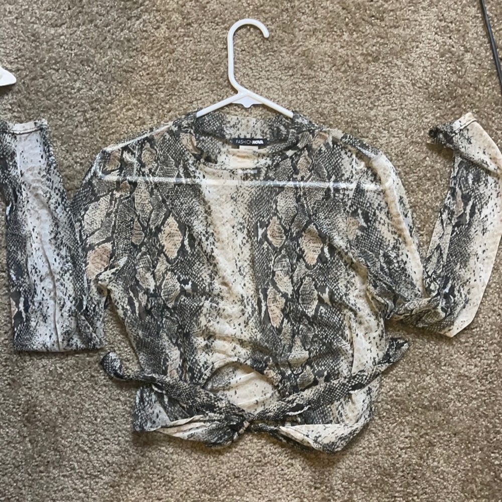 See through long sleeve crop top